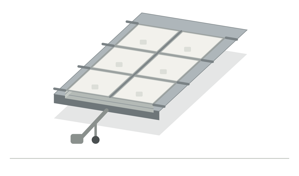 Wattanhänger im Transportmodus mit eingeklappten Solarmodulen auf befestigtem Untergrund